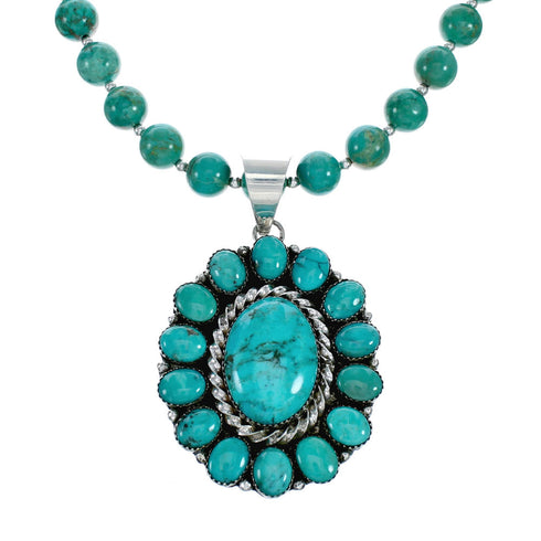 Native American Turquoise Sterling Silver Navajo Necklace NX11964