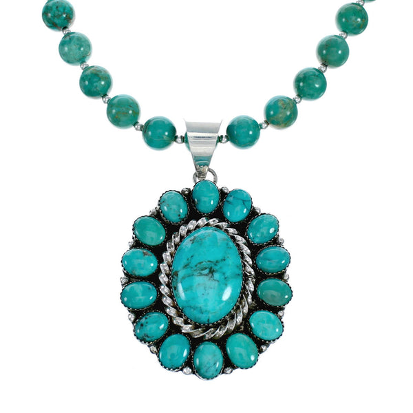 Native American Turquoise Sterling Silver Navajo Necklace NX11964