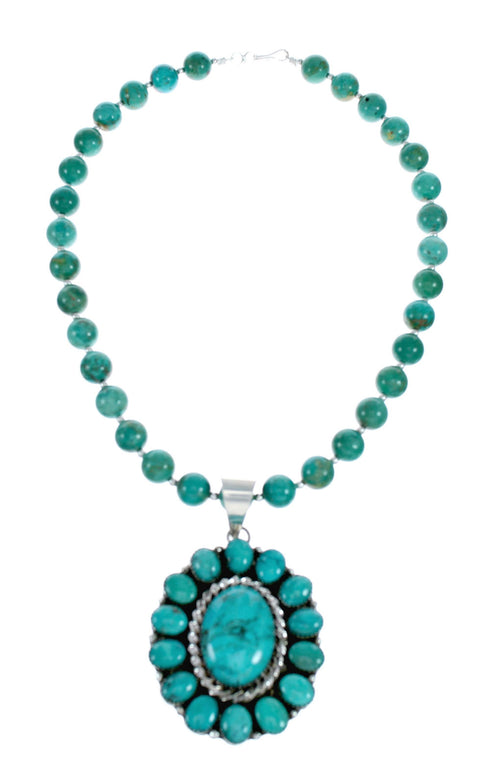 Native American Turquoise Sterling Silver Navajo Necklace NX11964