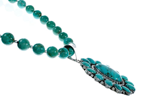 Native American Turquoise Sterling Silver Navajo Necklace NX11964