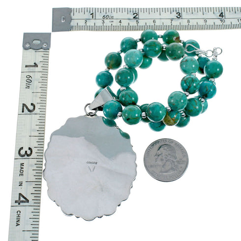 Native American Turquoise Sterling Silver Navajo Necklace NX11964