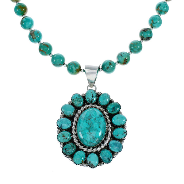 Native American Turquoise Sterling Silver Navajo Necklace NX11965