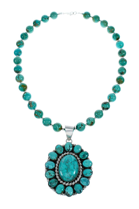 Native American Turquoise Sterling Silver Navajo Necklace NX11965