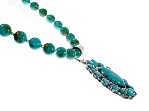 Native American Turquoise Sterling Silver Navajo Necklace NX11965