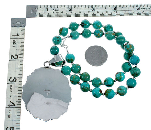 Native American Turquoise Sterling Silver Navajo Necklace NX11965