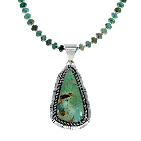 Native American Kingman Turquoise Sterling Silver Navajo Necklace NX11966