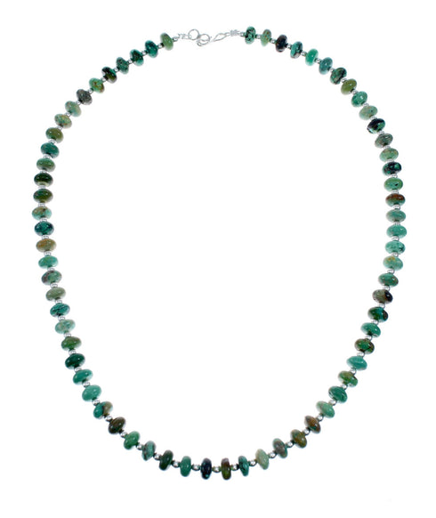 Native American Kingman Turquoise Sterling Silver Navajo Necklace NX11966