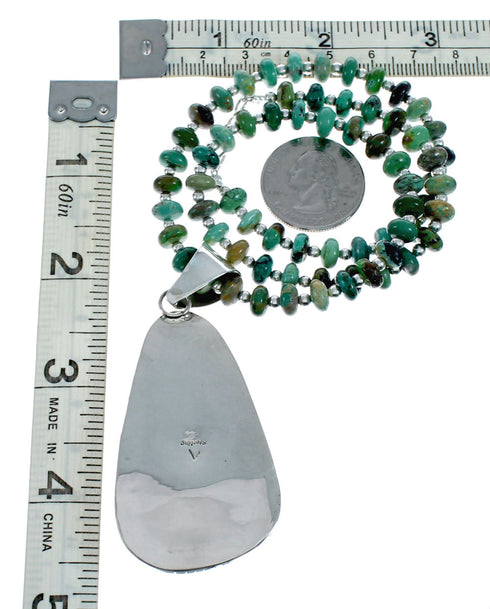 Native American Kingman Turquoise Sterling Silver Navajo Necklace NX11966