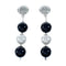 Genuine Mother Of Pearl And Onyx Bead Sterling Silver Post Dangle Earrings NX11998