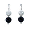 Genuine Mother Of Pearl And Onyx Bead Sterling Silver Post Dangle Earrings NX11999