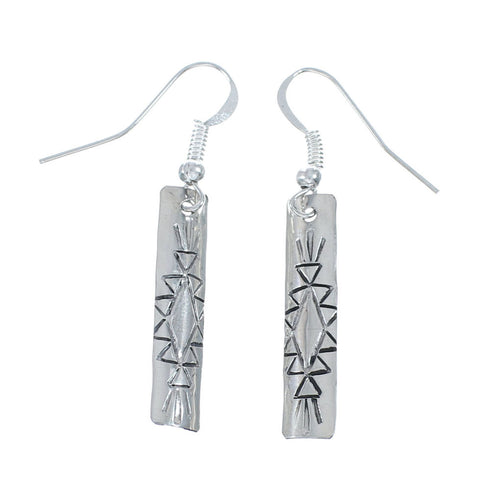 Navajo Native American Silver Hook Dangle Earrings NX12001