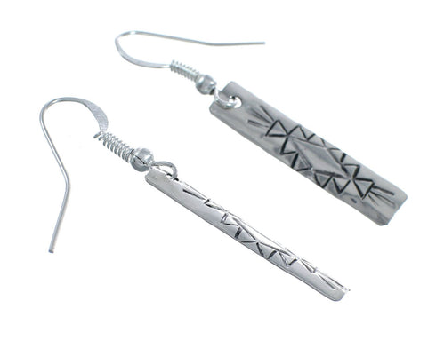Navajo Native American Silver Hook Dangle Earrings NX12001