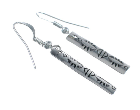 Navajo Native American Silver Hook Dangle Earrings NX12002