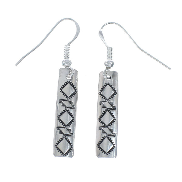 Navajo Native American Silver Hook Dangle Earrings NX12003
