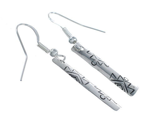Navajo Native American Sterling Silver Hook Dangle Earrings NX12004