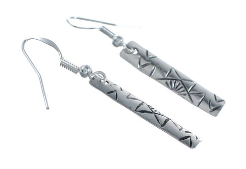Navajo Native American Sterling Silver Hook Dangle Earrings NX12006