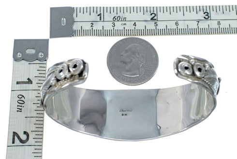 Authentic Navajo Onyx Leaf Sterling Silver Cuff Bracelet NX11969