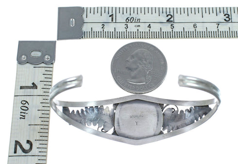 Navajo Onyx Leaf Sterling Silver Cuff Bracelet NX11970