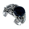 Authentic Navajo Onyx Flower Leaf Sterling Silver Cuff Bracelet NX11968
