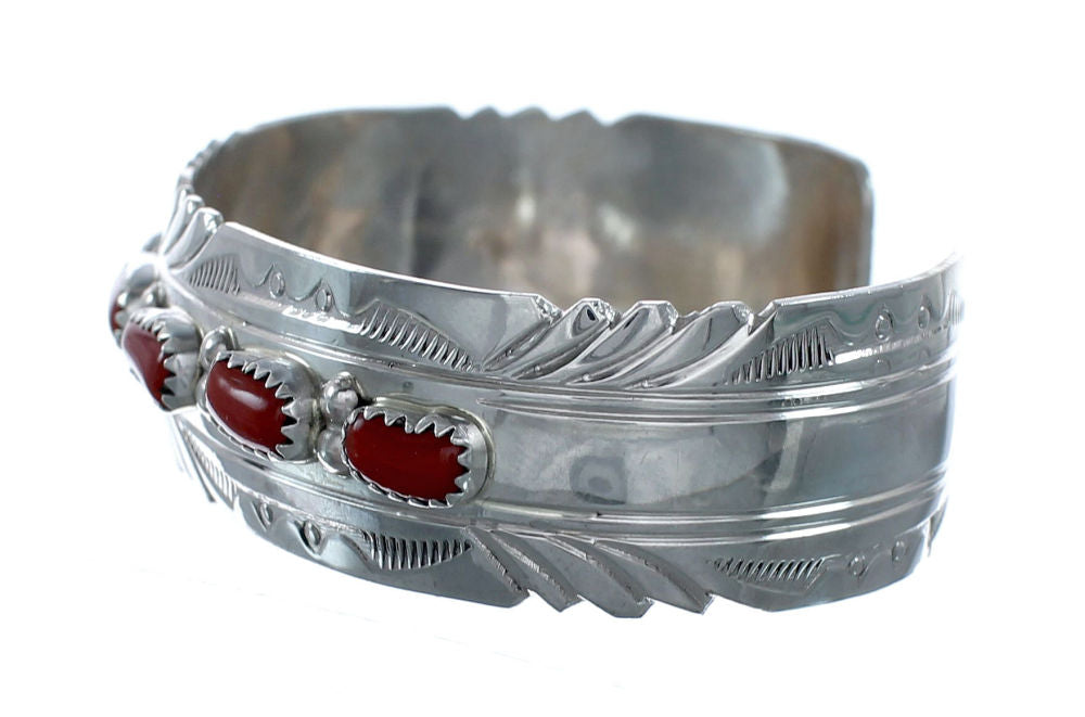 Native American Navajo Coral Sterling Silver Cuff Bracelet NX11973 ...