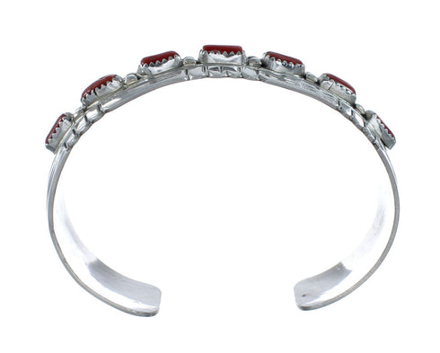 Navajo Coral Sterling Silver Native American Cuff Bracelet NX11975