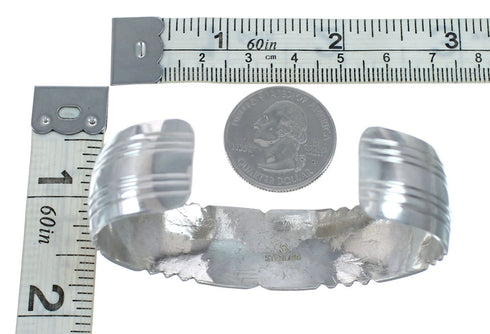 Genuine Navajo Coral Sterling Silver Cuff Bracelet NX11978