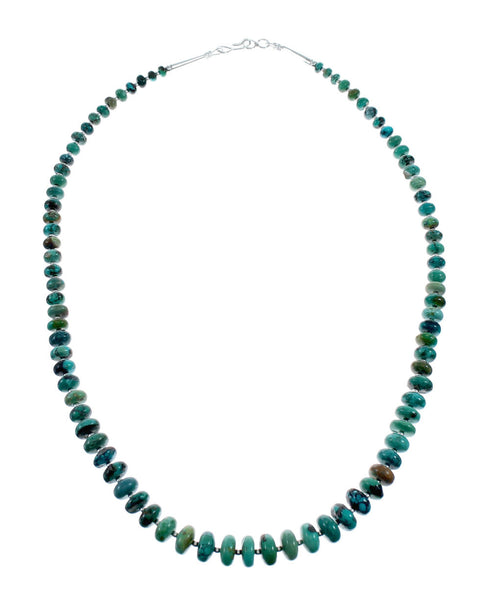 Navajo Native American Kingman Turquoise Sterling Silver Necklace NX12011