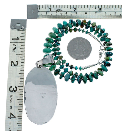 Navajo Native American Kingman Turquoise Sterling Silver Necklace NX12011