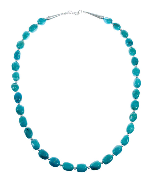Genuine Kingman Turquoise Sterling Silver Navajo Necklace NX12016