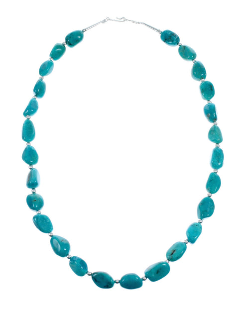 Navajo Native American Kingman Turquoise Sterling Silver Necklace NX12012