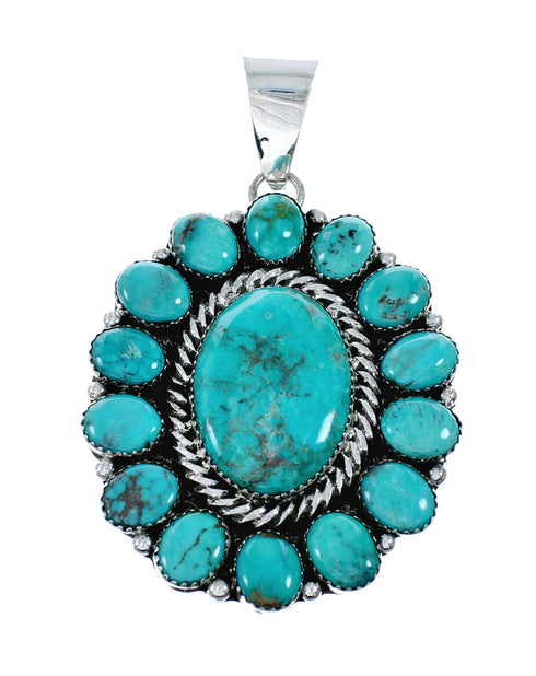 Navajo Native American Kingman Turquoise Sterling Silver Necklace NX12012