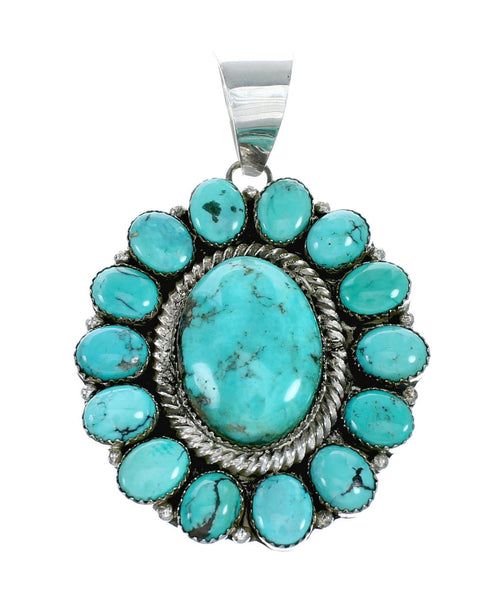 Navajo Native American Kingman Turquoise Sterling Silver Necklace NX12014