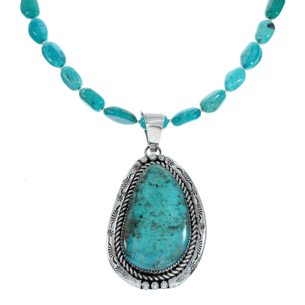 Genuine Navajo Kingman Turquoise Sterling Silver Necklace NX12017