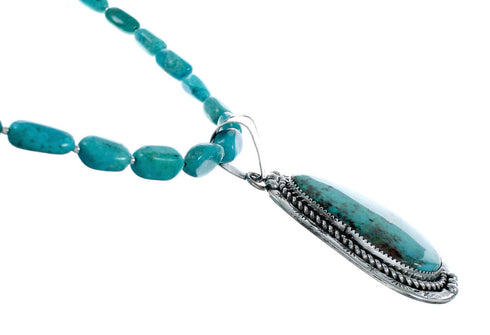 Genuine Navajo Kingman Turquoise Sterling Silver Necklace NX12017