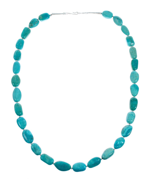 Genuine Navajo Kingman Turquoise Sterling Silver Necklace NX12017