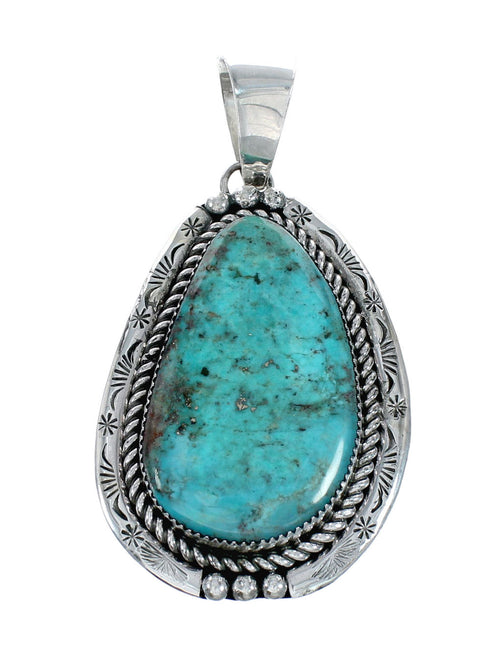 Genuine Navajo Kingman Turquoise Sterling Silver Necklace NX12017