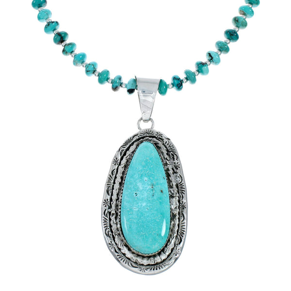 Navajo Kingman Turquoise Sterling Silver Native American Necklace NX12018