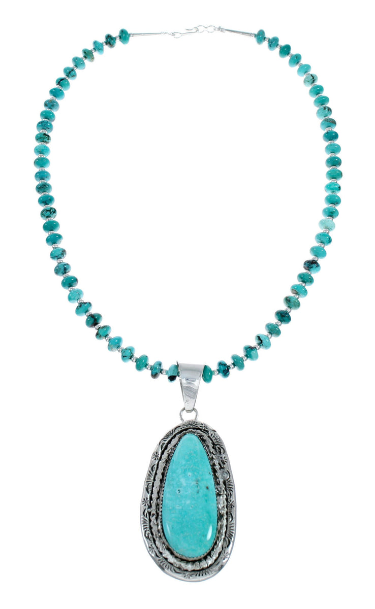 Navajo Kingman Turquoise Sterling Silver Native American Necklace NX12 ...