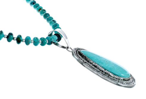 Navajo Kingman Turquoise Sterling Silver Native American Necklace NX12018