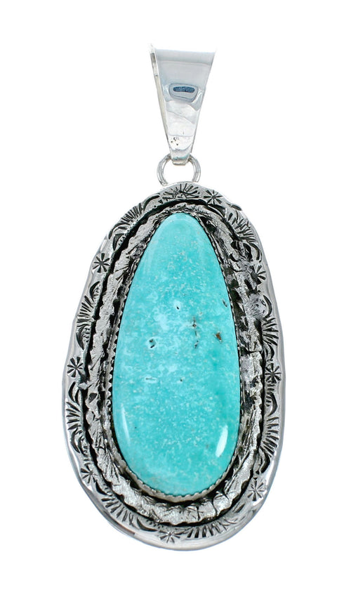 Navajo Kingman Turquoise Sterling Silver Native American Necklace NX12018