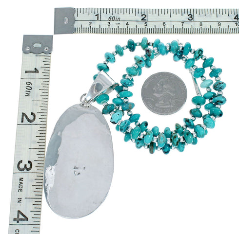 Navajo Kingman Turquoise Sterling Silver Native American Necklace NX12018