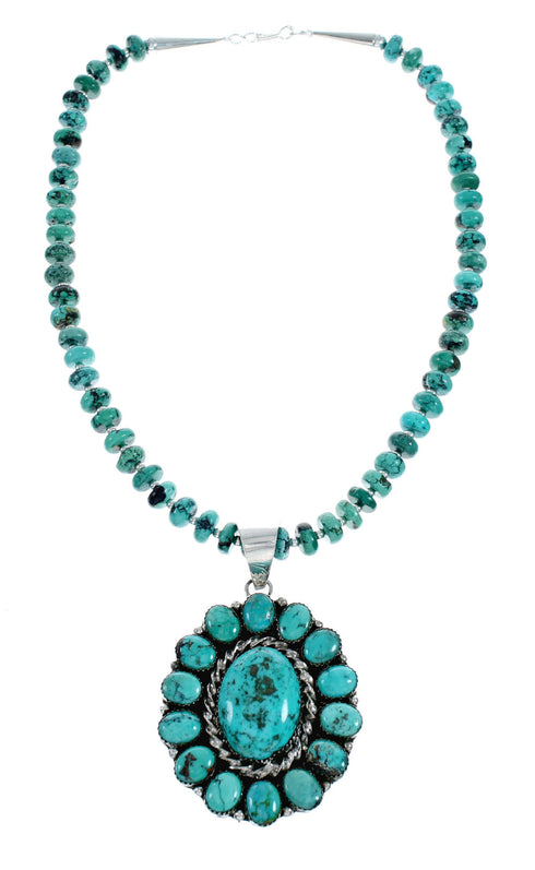 Genuine Navajo Turquoise Sterling Silver Necklace NX12019