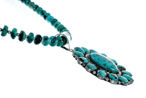 Genuine Navajo Turquoise Sterling Silver Necklace NX12019