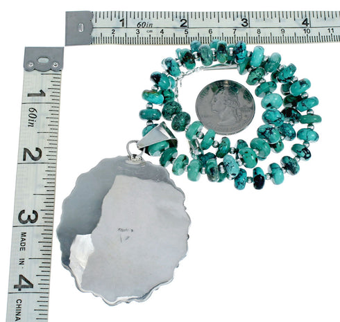 Genuine Navajo Turquoise Sterling Silver Necklace NX12019