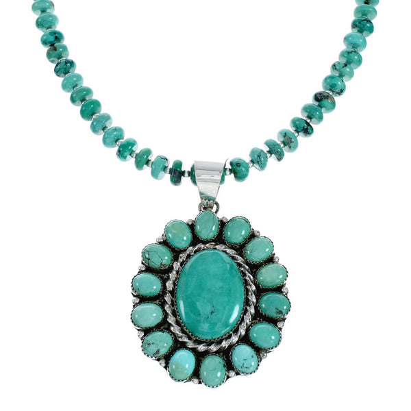 Genuine Navajo Turquoise Sterling Silver Necklace NX12020