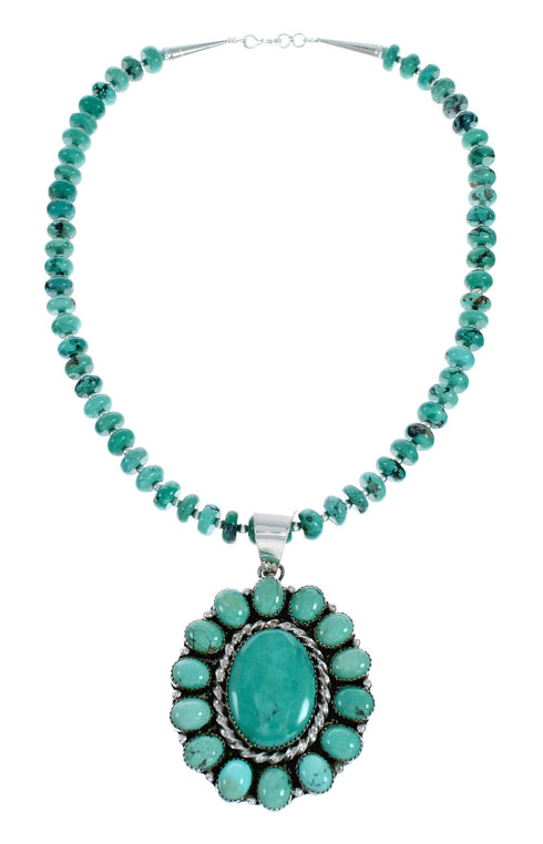 Genuine Navajo Turquoise Sterling Silver Necklace NX12020