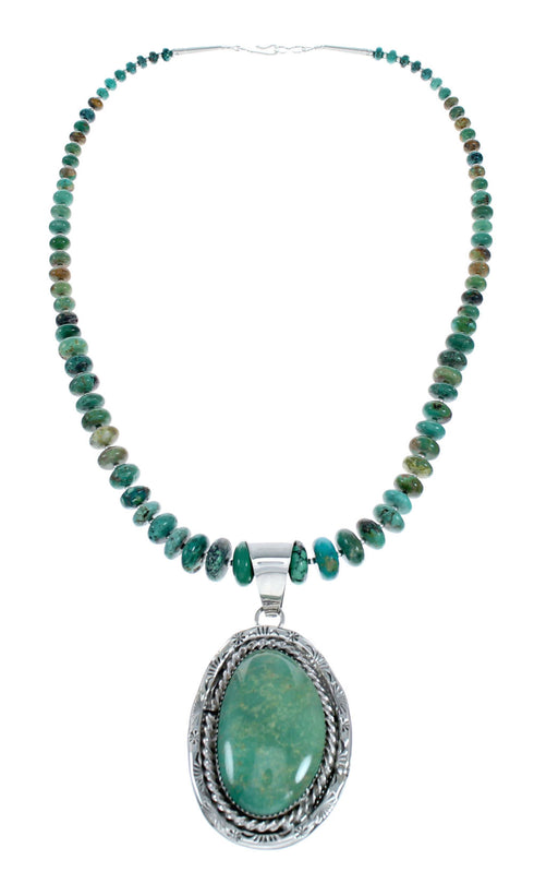 Native American Navajo Kingman Turquoise Sterling Silver Necklace NX12021