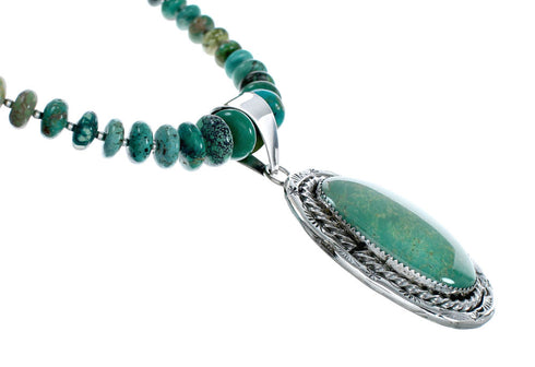Native American Navajo Kingman Turquoise Sterling Silver Necklace NX12021