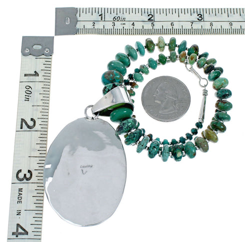Native American Navajo Kingman Turquoise Sterling Silver Necklace NX12021