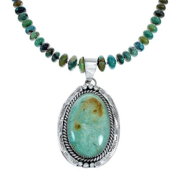 Navajo Kingman Turquoise Sterling Silver Native American Necklace NX12023
